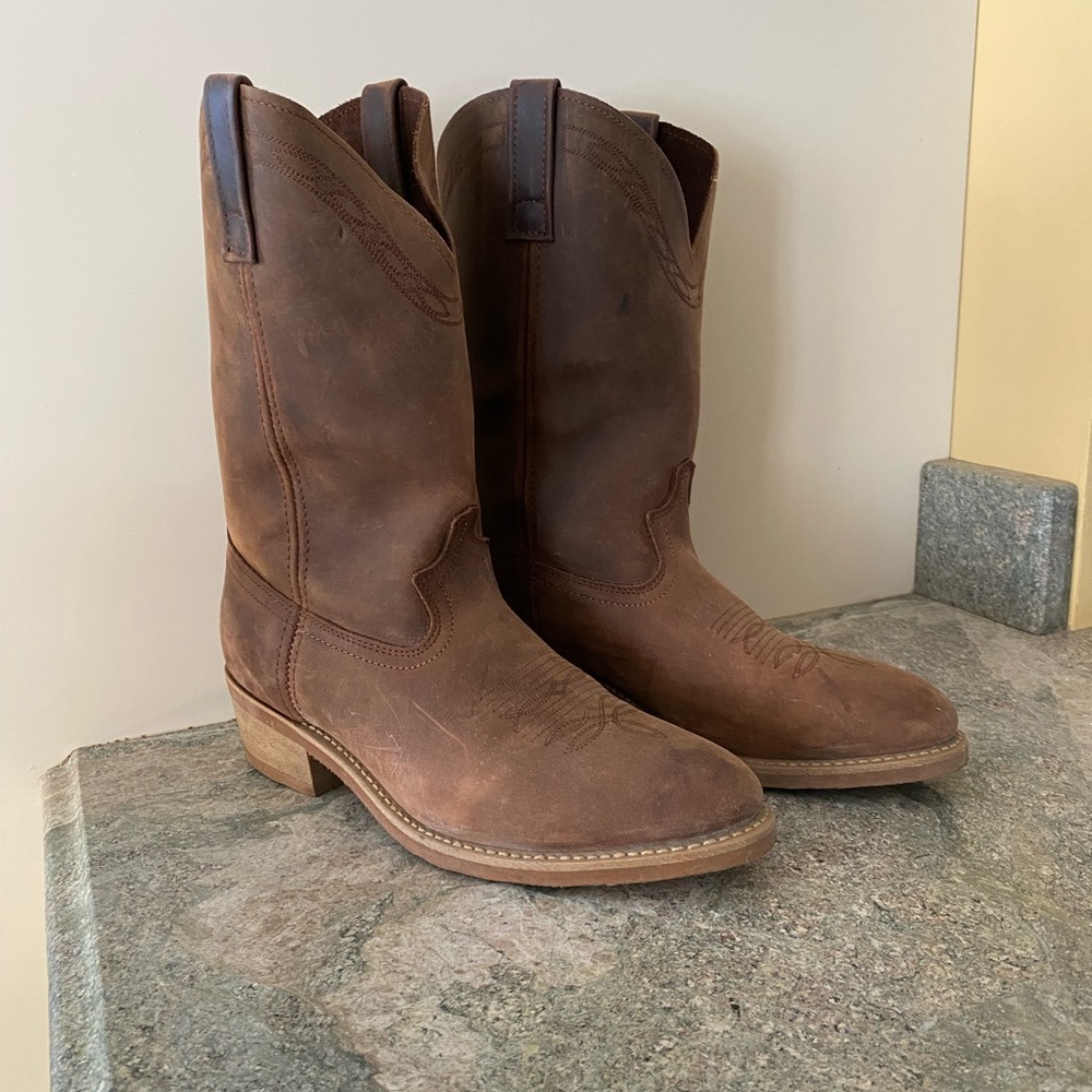 Western Cowboy boots. Leather uppers. Purchased at Boot Country, Nashville TN.